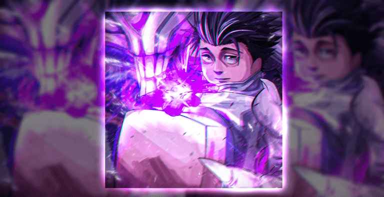 Official Jujutsu: Zero artwork showing a sorcerer with purple energy and a large spectral hand behind him